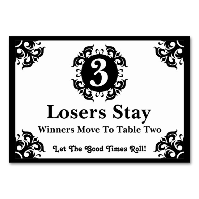 Classy Bunco Table Card #3 (Back)