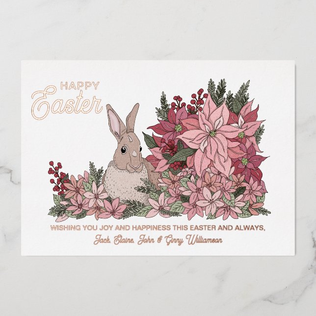 Classy Bunny Rabbit Floral Happy Easter  (Front)