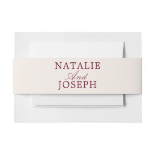 Classy Burgundy And Cream Old Money Fancy Wedding  Invitation Belly Band