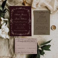 Classy Burgundy Floral Old Money Boho Chic Wedding