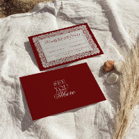 Classy Burgundy Lace Doily Old Money Retro Wedding