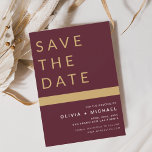 Classy Burgundy Save the Date Elegant Gold<br><div class="desc">Classy Wedding Elegant Burgundy and Gold Save the Date Cards. The Save the Date cards contain a modern hand lettered cursive script typography that are elegant,  simple and modern to use after you minimalist simple wedding day celebration.</div>
