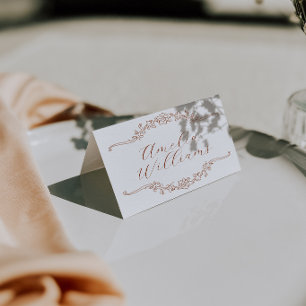 Classy Burnt Orange Floral Wedding Place Cards
