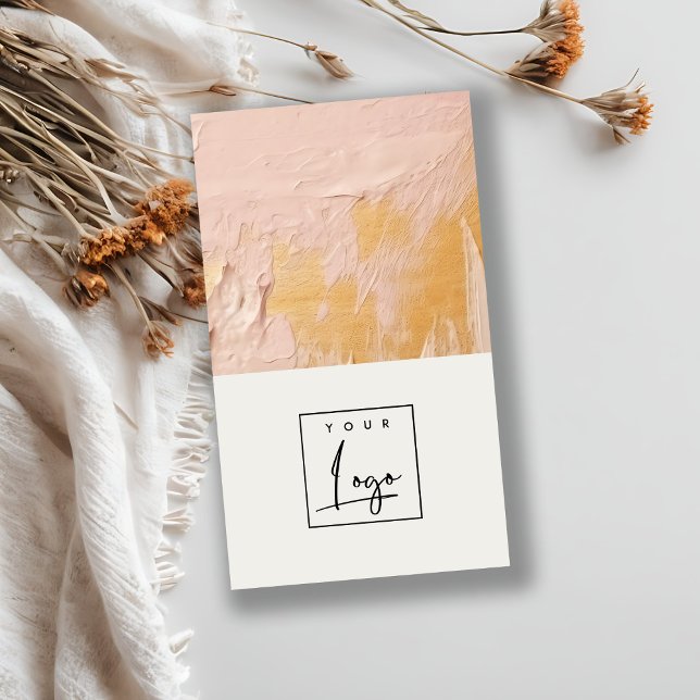 Classy Bush Pink Gold Oil Paint Texture Logo Business Card (Creator Uploaded)