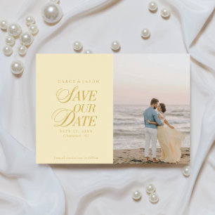 Classy Butter Yellow Elegant Save the Date Card