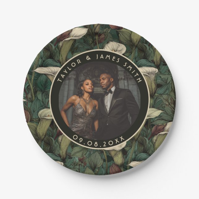 Classy Calle Lilies Plates For Wedding Keepsake (Front)