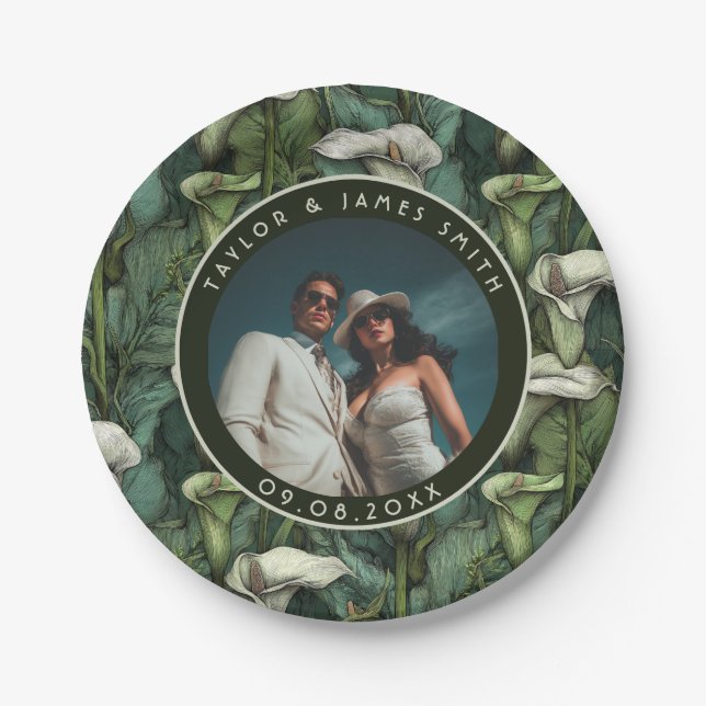 Classy Calle Lilies Plates For Wedding Party (Front)