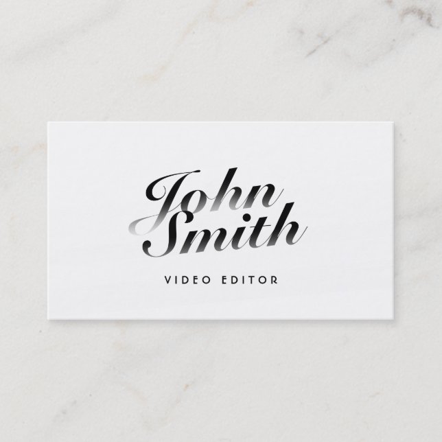 Classy Calligraphic Video Editor Business Card (Front)