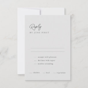 Classy Calligraphy Light Grey Wedding RSVP Card
