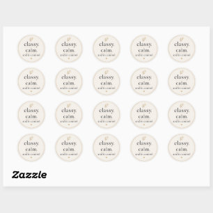 Classy Calm & In Control Soft Feminine Aesthetic Classic Round Sticker