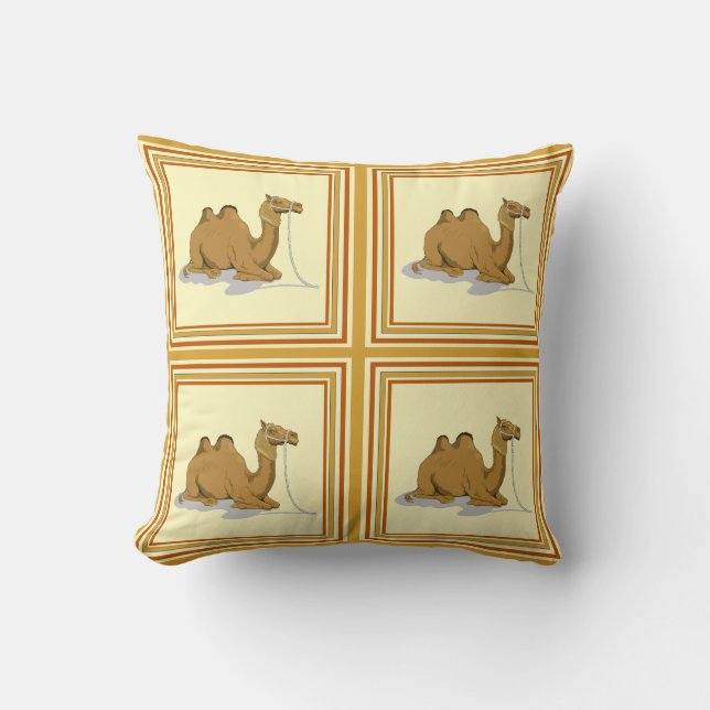 Classy Camel Pattern Tile Throw Pillows (Front)