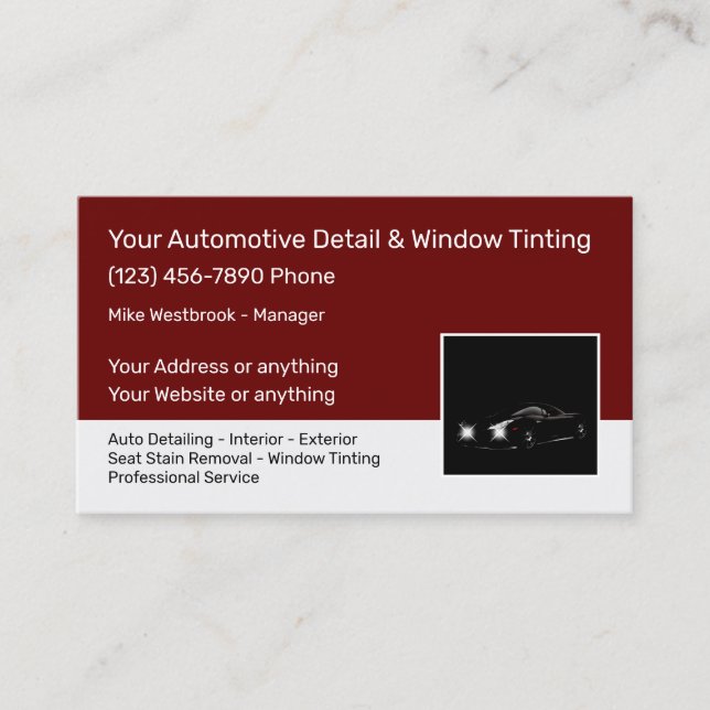 Classy Car Care & Detailing Business Card (Front)