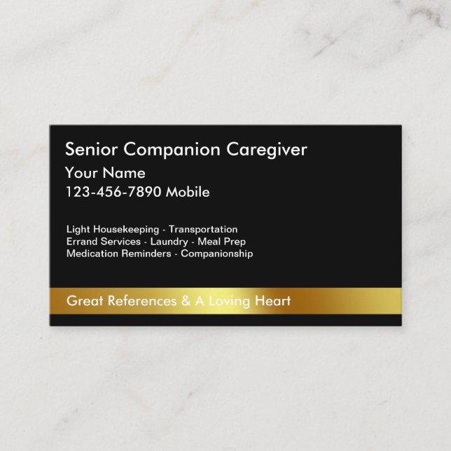 Classy Caregiver Business Cards (Front)