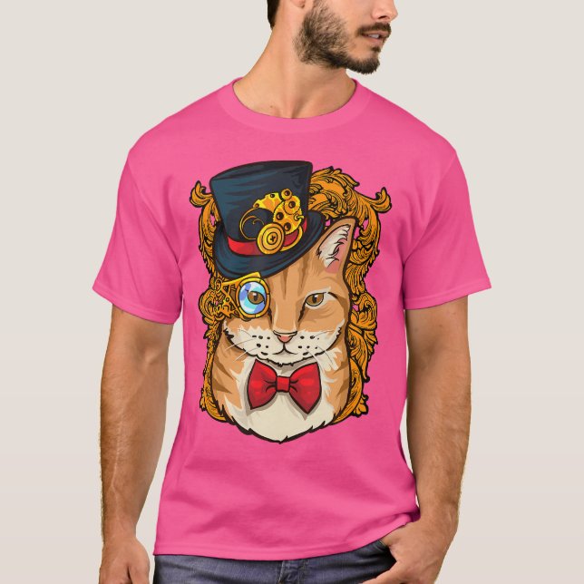 Classy Cat Steampunk Art Cute Kitty Top Hat Monocl (Front)