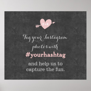 Classy Chalkboard Wedding Photos Hashtag Sign