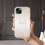 Classy Champagne Glitter Dripping Monogrammed Name iPhone 13 Case<br><div class="desc">Elegant iPhone case featuring champagne glitter dripping & custom monogram. Easily add the desired name & initial by clicking on the "personalise this template" option.</div>