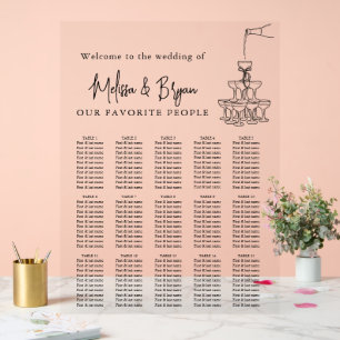 Classy Champagne Tower Wedding seating chart