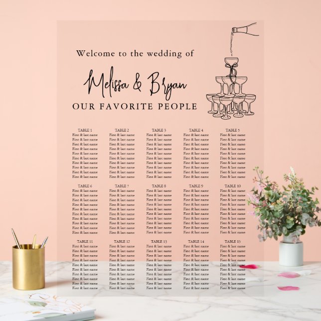 Classy Champagne Tower Wedding seating chart (Wedding)