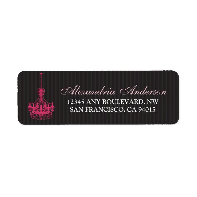 Classy Chandelier Return Address Label (fuchsia) (Front)