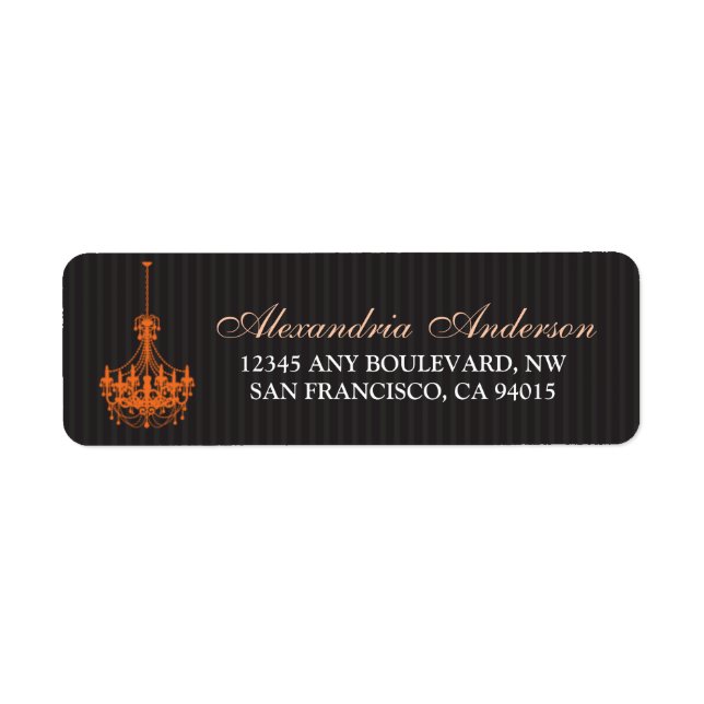 Classy Chandelier Return Address Label (orange) (Front)