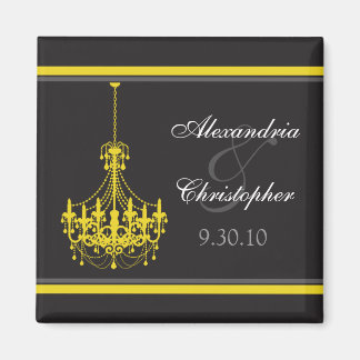 Classy Chandelier Wedding Favour Magnet (yellow)