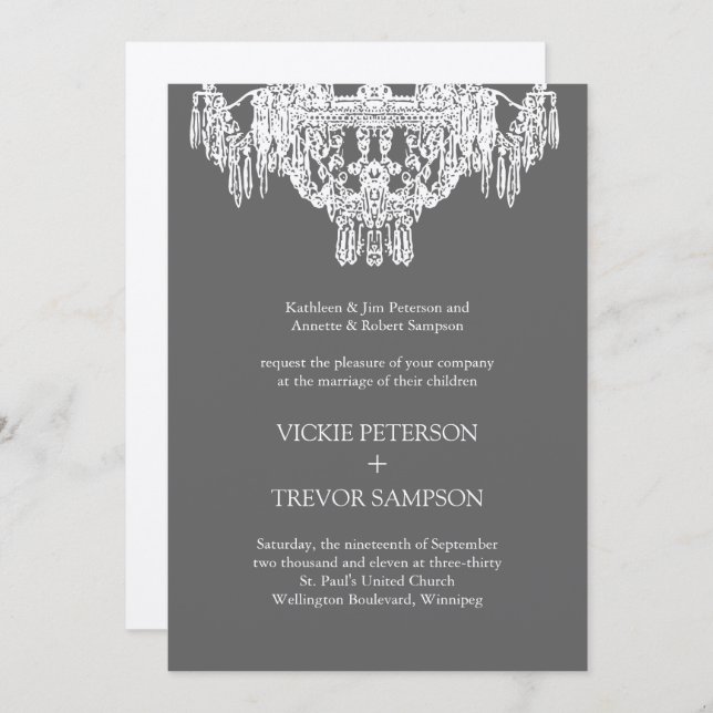 Classy Chandelier Wedding Invitations (Front/Back)