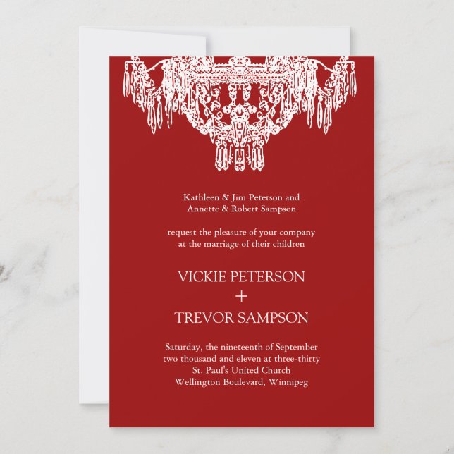 Classy Chandelier Wedding Invitations (Front)