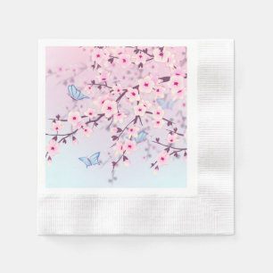 Classy Cherry Blossoms Blurred Background Napkin