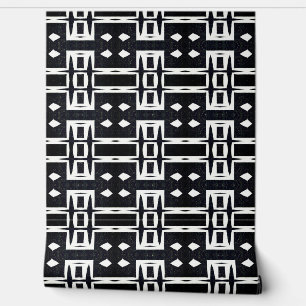 Classy Chic Black and White Geometric Deco Modern Wallpaper
