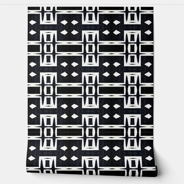 Classy Chic Black and White Geometric Deco Modern Wallpaper (Unrolling)