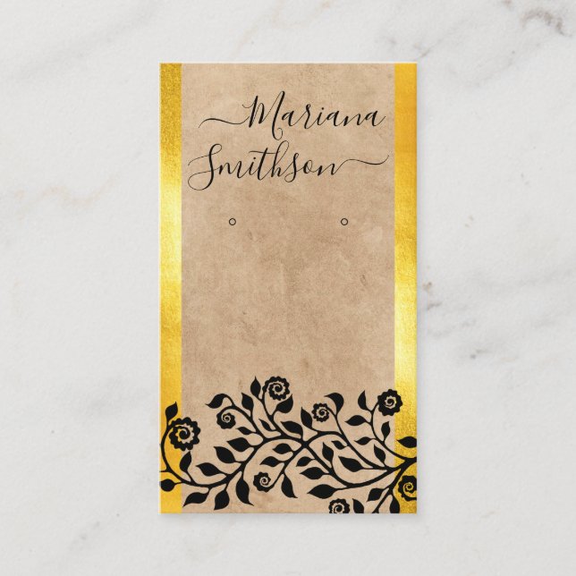Classy Chic Black Beige Gold Earring Display Cards (Front)