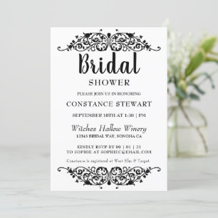 Classy Chic Black Bridal Shower Invitation