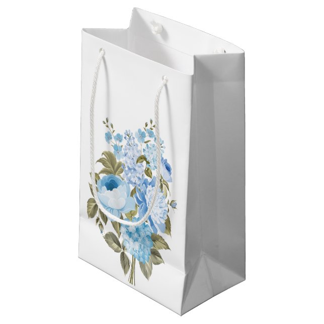 Classy Chic blue floral Small Gift Bag (Front Angled)