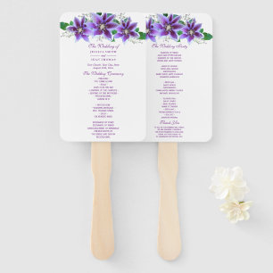 Classy Chic Clematis Wedding Program Hand Fan