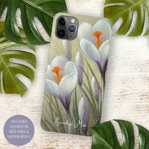 Classy Chic Crocuses Fine Art Botanical Drawing Case-Mate iPhone Case