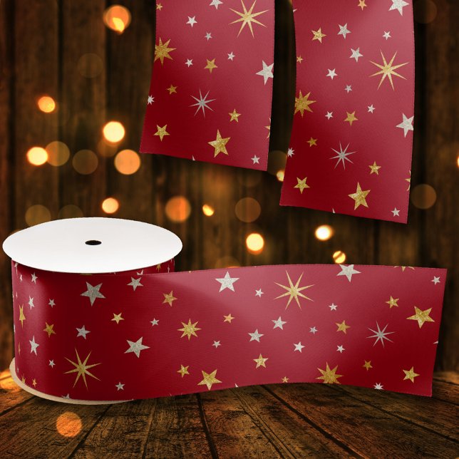 Classy Chic Elegant Gold Silver Red Christmas Star Satin Ribbon (Creator Uploaded)