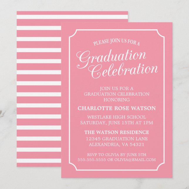 CLASSY CHIC ELEGANT GRADUATION PARTY INVITATION (Front/Back)