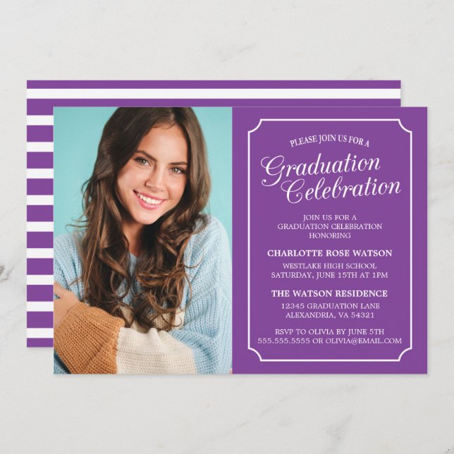 CLASSY CHIC ELEGANT GRADUATION PARTY INVITATION (Front/Back)