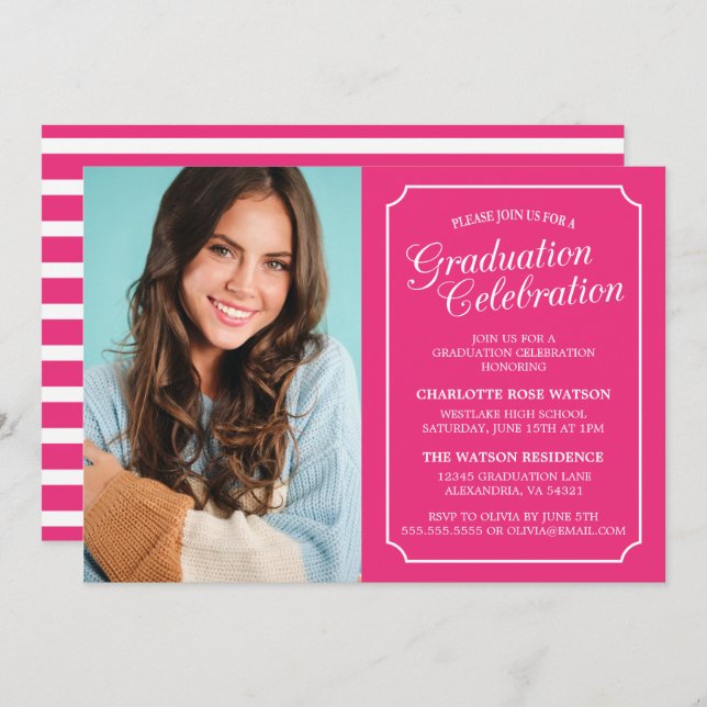 CLASSY CHIC ELEGANT GRADUATION PARTY INVITATION (Front/Back)