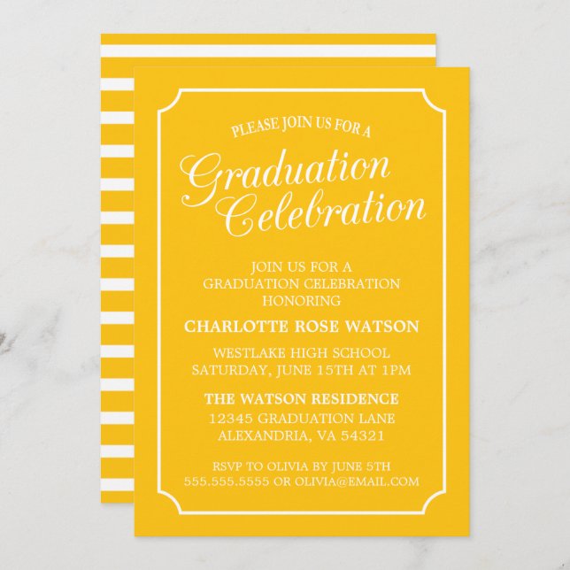 CLASSY CHIC ELEGANT GRADUATION PARTY INVITATION (Front/Back)
