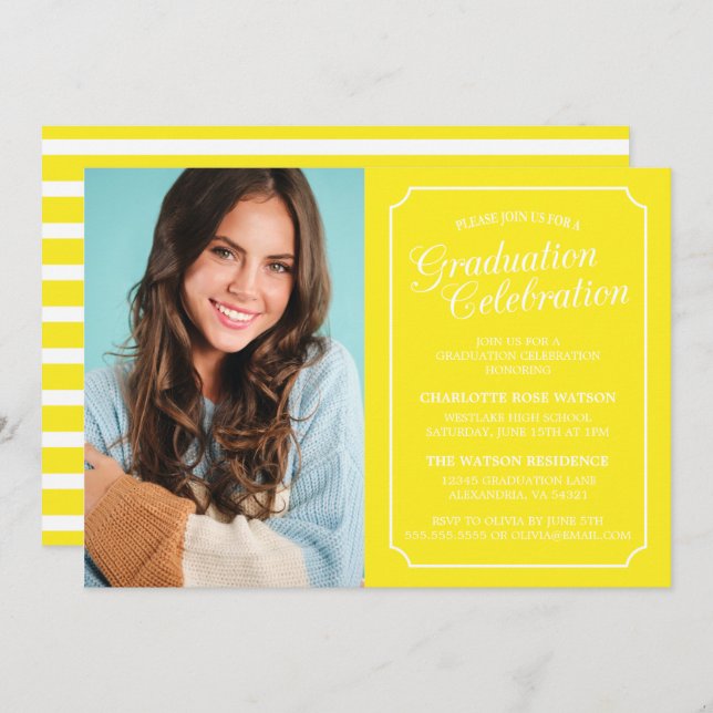 CLASSY CHIC ELEGANT GRADUATION PARTY INVITATION (Front/Back)