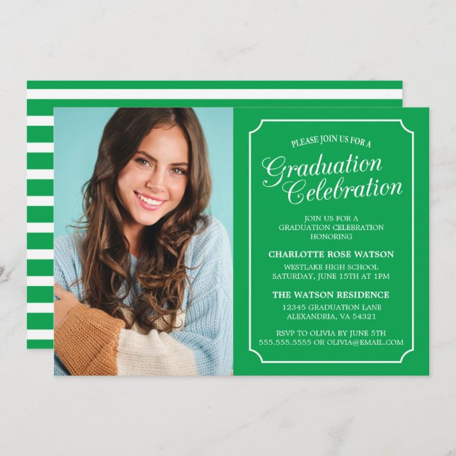 CLASSY CHIC ELEGANT GRADUATION PARTY INVITATION (Front/Back)