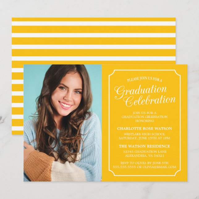 CLASSY CHIC ELEGANT GRADUATION PARTY INVITATION (Front/Back)