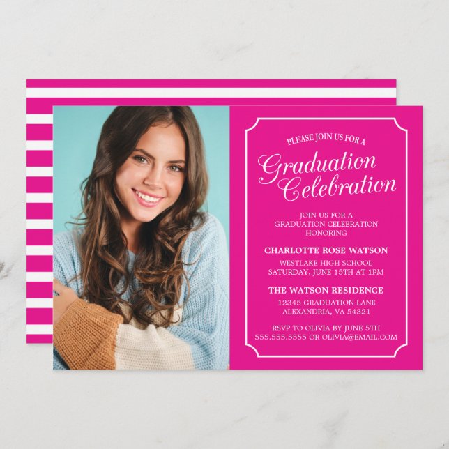 CLASSY CHIC ELEGANT GRADUATION PARTY INVITATION (Front/Back)