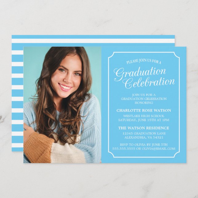 CLASSY CHIC ELEGANT GRADUATION PARTY INVITATION (Front/Back)