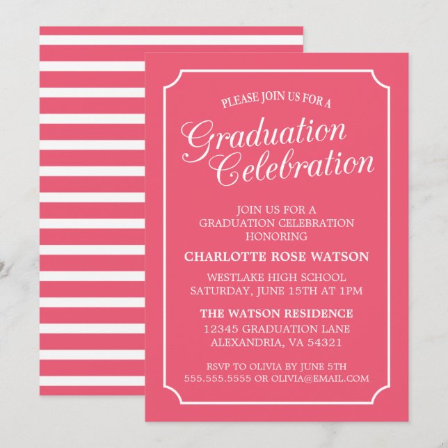 CLASSY CHIC ELEGANT GRADUATION PARTY INVITATION (Front/Back)