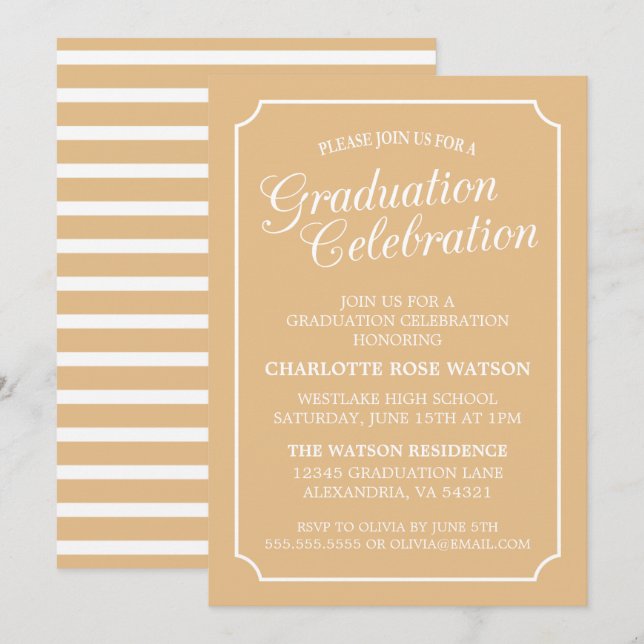 CLASSY CHIC ELEGANT GRADUATION PARTY INVITATION (Front/Back)