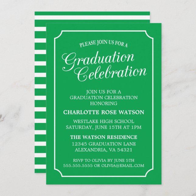 CLASSY CHIC ELEGANT GRADUATION PARTY INVITATION (Front/Back)