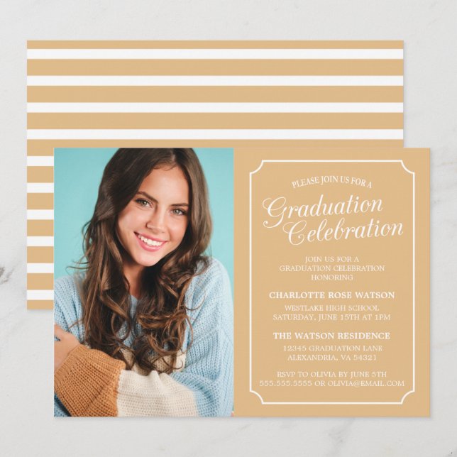 CLASSY CHIC ELEGANT GRADUATION PARTY INVITATION (Front/Back)