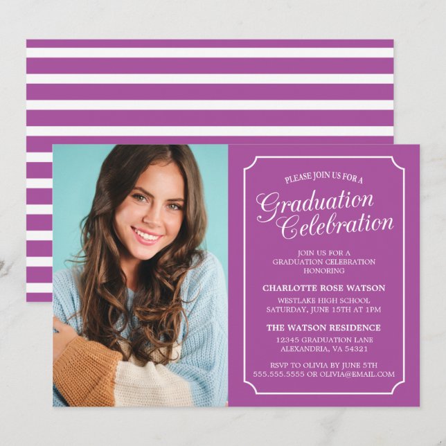 CLASSY CHIC ELEGANT GRADUATION PARTY INVITATION (Front/Back)